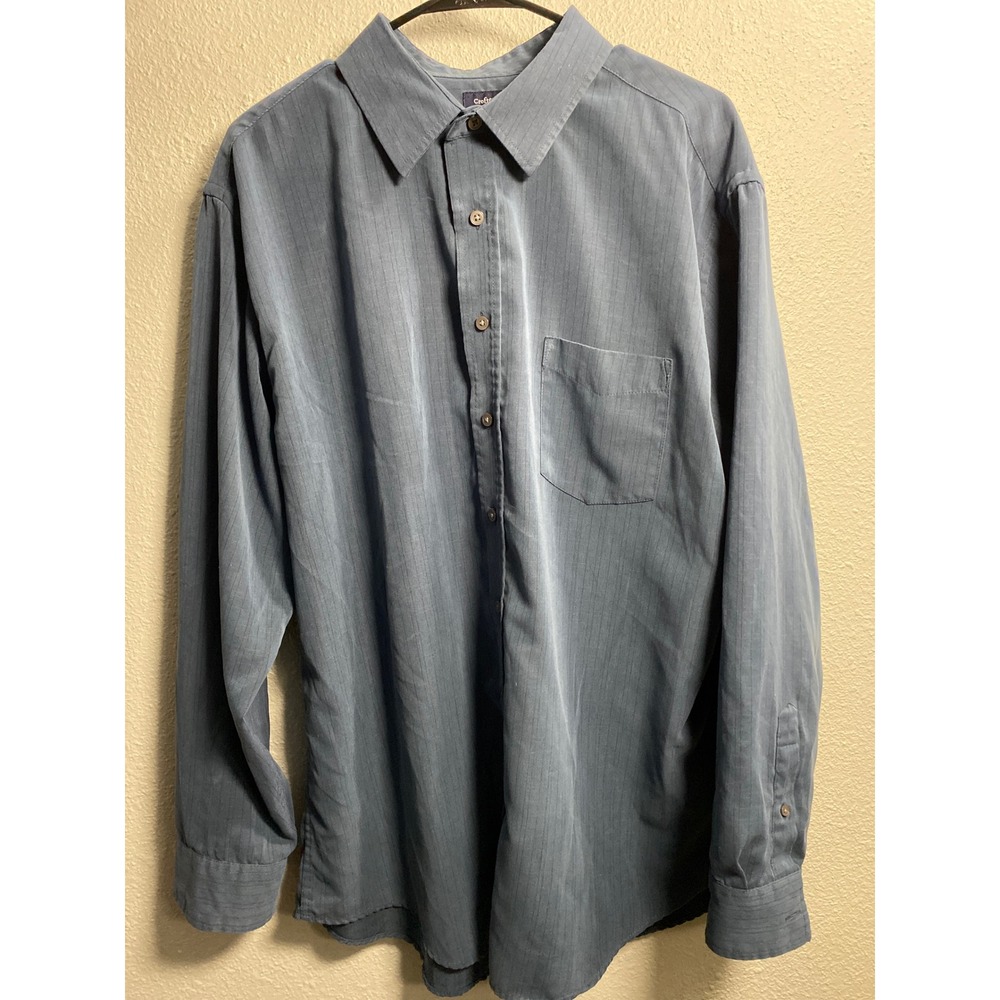 Croft & Barrow Mens XL Blue Vertical Stripe Long Sleeve Button Down Shirt Pocket